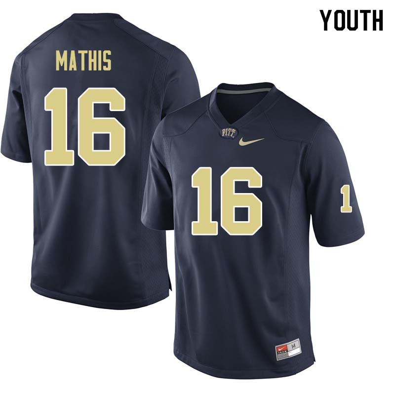 Youth #16 Damarri Mathis Pittsburgh Panthers College Football Jerseys Sale-Navy